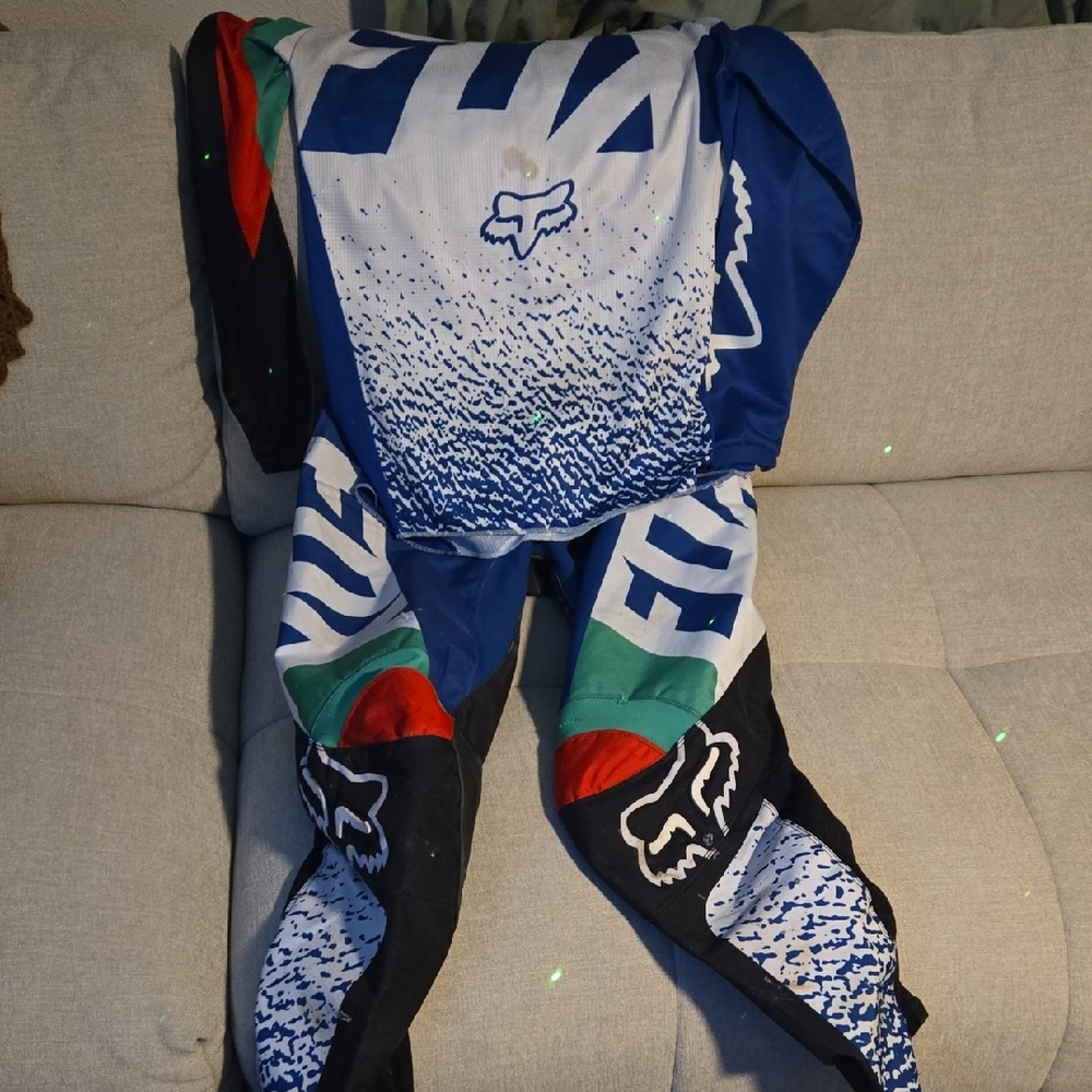 Fox Blue and Black Racing Pants SIZE 8 and JERSEY SIZE M